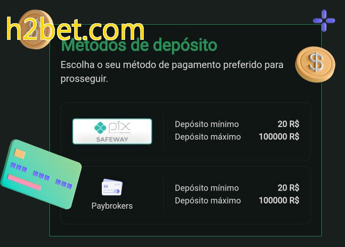 O cassino h2bet.combet oferece uma grande variedade de métodos de pagamento